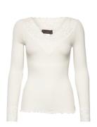 Rwbernadine Organic Ls V-Neck Lace Tops T-shirts & Tops Long-sleeved R...