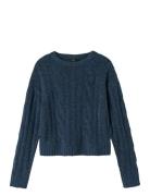 Nlfnaible Ls Short Knit Tops Knitwear Pullovers Blue LMTD