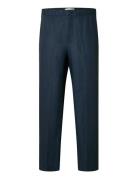 Slhloose-Wyatt Linen Trs Bottoms Trousers Linen Trousers Navy Selected