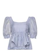 2441 Sheer Organza Plaid, Sheer Ruf Designers Blouses Short-sleeved Pu...