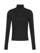 Ls Woven Label 2X2 Baby Rib Turt Tops Knitwear Turtleneck Black Calvin...