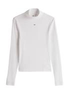 Tjw Essential Mock Neck Tops Knitwear Turtleneck White Tommy Jeans