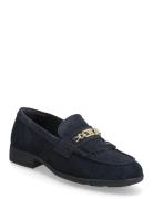 Th Chain Fringe Suede Loafer Shoes Flat Loafers Navy Tommy Hilfiger