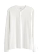 Top Ls Henley Tops T-shirts Long-sleeved T-Skjorte White Lindex
