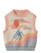 Jaquard Vest Maria Tops Vests Cream Wheat