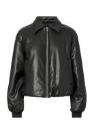 Pclara Padded Coated Bomber Jacket Bomberjakke Black Pieces