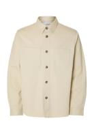 Slhtravis Twill Overshirt Ls Noos Tops Overshirts Cream Selected