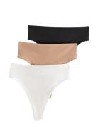 Brief Thong High Cotton 3 Pack G-streng Undertøj Black Lindex