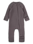 Wool Baby Suit Outerwear Fleece Outerwear Fleece Coveralls Brown Mikk-...