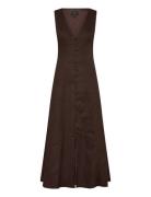Cordelia Linen Midi Dress Knælang Kjole Brown Bardot