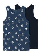 Nkmtank Top 2P Dark Denim Football Noos Tops T-shirts Sleeveless Navy ...