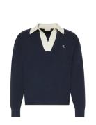 Ls Solid Over D Johnny Collar Tops Knitwear Long Sleeve Knitted Polos ...