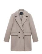 Double-Breasted Wool Coat Uldfrakke Frakke Grey Mango