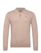Merino Polo Knit Tops Knitwear Long Sleeve Knitted Polos Beige Morris