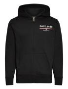 Graphic Full Zip Hoodie Tops Sweatshirts & Hoodies Hoodies Black GANT