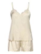 Rhjasmine Silk Blend Woven Nightset Pyjamas Nattøj Cream Rosemunde