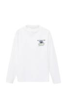 Printed Long Sleeve T-Shirt Tops T-Langærmet Skjorte White Mango
