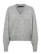 Vmboom Ls V-Neck Pullover Noos Tops Knitwear Jumpers Grey Vero Moda