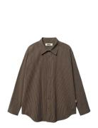 Wbbecca Stripe Shirt Tops Shirts Long-sleeved Brown Woodbird