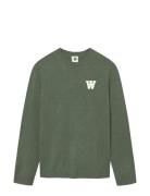 Wwtay L Tops Knitwear Round Necks Khaki Green WOOD WOOD