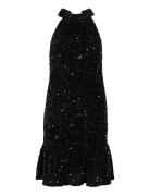 Vibelieve S/L Sequins Dress/Pty/Ka Kort Kjole Black Vila