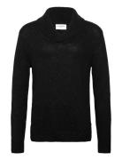 Nep-Yarn Shawl Collar Knit Tops Knitwear V-necks Black Lindbergh