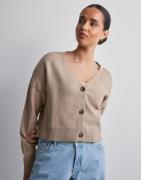 Vero Moda - Beige - Vmgold Link Ls Short V-Neck Cardigan