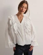 Vero Moda - Hvid - Vmkausa Frill Ls Top Wvn Ga