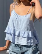 Nelly - Blå - Volume Flounce Top