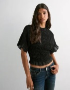 Nelly - Sort - Frill Turtleneck Blouse