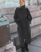 Nelly - Grå - High Collar Belted Coat