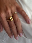 Muli Collection - Guld - Adjustable Half Zirconia Ring