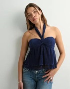 Nelly - Blå - Pleated Glitter Top