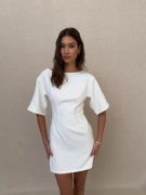Nelly - Hvid - Shaped Short Sleeve Dress