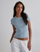 Vero Moda - Blå - Vmsilje C/S O-Neck Pointelle Pull N