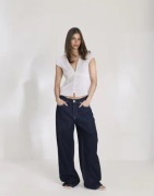 Nelly - Hvid - Striped Lace Detail Blouse