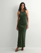 Only - Grøn - Onlmika Vis Satin Slip Long Dress W
