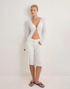 Nelly - Hvid - Effortless Rib Long Cardigan
