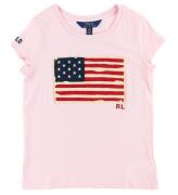 Polo Ralph Lauren T-shirt - LyserÃ¸d m. Flag