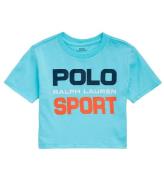 Polo Ralph Lauren T-shirt - Cropped - Polo Sport - LyseblÃ¥ m. Pr