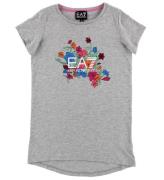 EA7 T-shirt - GrÃ¥meleret m. Blomster