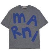 Marni T-shirt - MÃ¸rkegrÃ¥meleret m. BlÃ¥