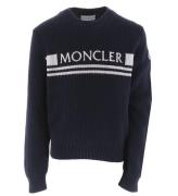 Moncler Bluse - Strik - Bright Blue m. Hvid