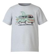 Name It T-shirt - NmmVictor - Light Grey Melange/Shark Bus