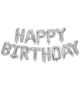 Decorata Party Foileballoner - 340 cm - Happy Birthday - SÃ¸lv
