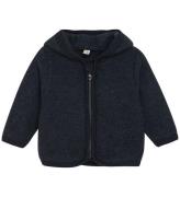 Huttelihut Cardigan - Uldfleece - Navy m. Ã?rer