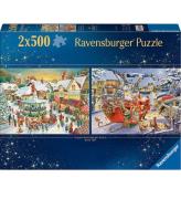 Ravensburger Puslespil - 2x500 Brikker - Christmas Collection No