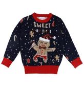 Jule-Sweaters Bluse - Cute Cookie Man - Strik - BlÃ¥