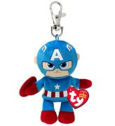 Ty Nøglering m. Bamse - Beanie Babies - 10 cm - Marvel Captain A