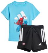 adidas Performance T-Shirt/Shorts - Marvel - Bright Cyan/Hvid m.